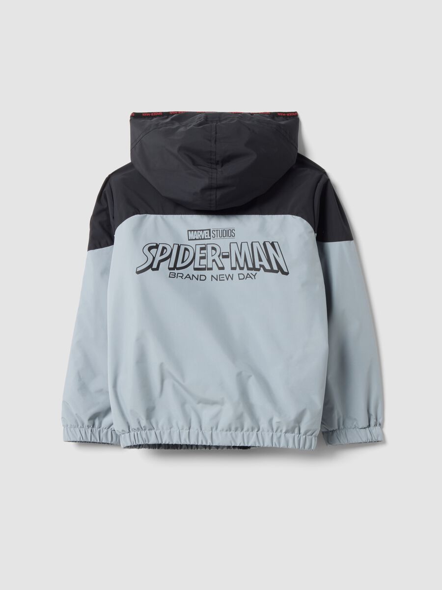 Grey hooded jacket with Spider-Man prints for boys_1