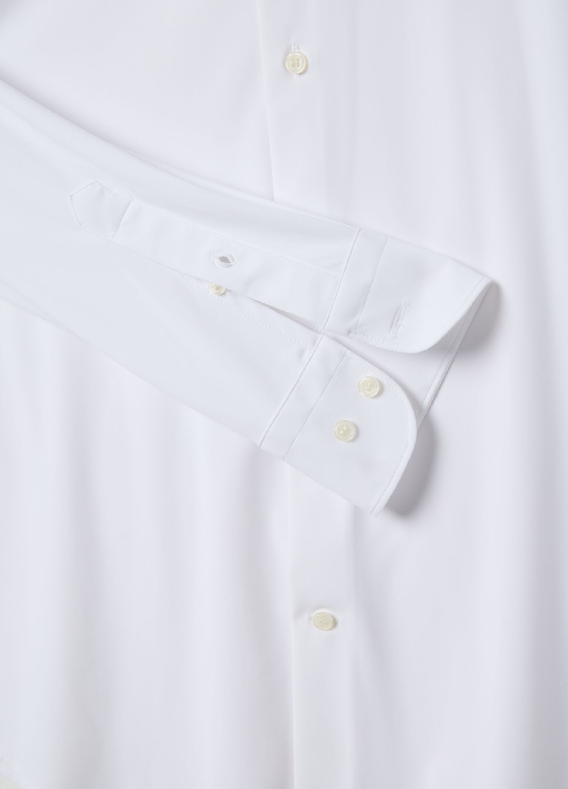 White Slim Fit Long Sleeve Shirt with Classic Collar