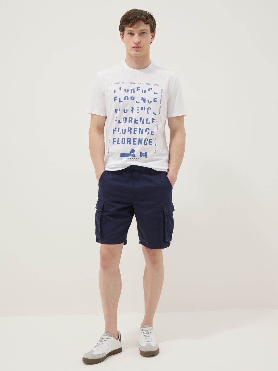White pure cotton T-shirt with print, regular fit_1