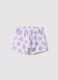 Girls' regular fit white pure cotton shorts with prints_0