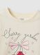 Beige pure cotton regular fit t-shirt with print for girls_3