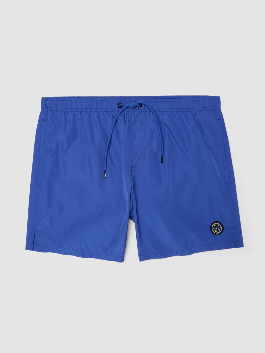 Blue swim shorts with elasticated waistband and drawstring_4