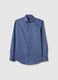 Blue stretch cotton shirt with micro checks, slim fit_4