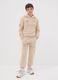 Beige pure cotton joggers with print for boys_0