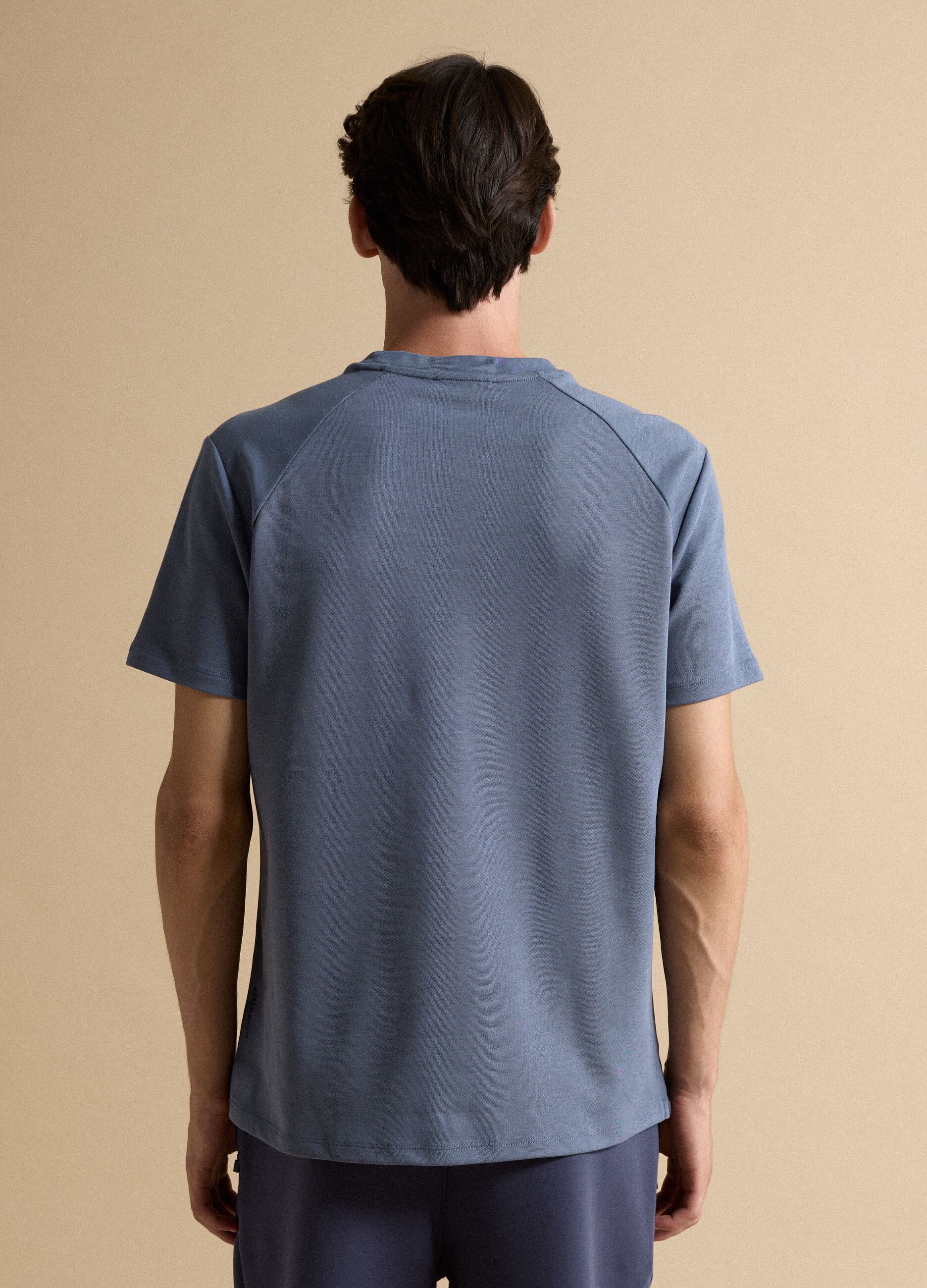 Grey breathable, quick-drying cotton-blend T-shirt