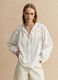 White regular fit cotton-linen blend blouse with eyelet details_1