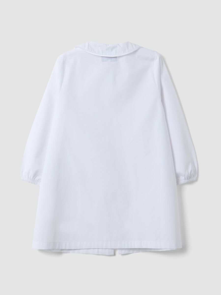 White nursery apron with cute animal embroidery for girls_1