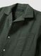 Green short-sleeve pure organic cotton shirt with bowling collar, regular fit_5