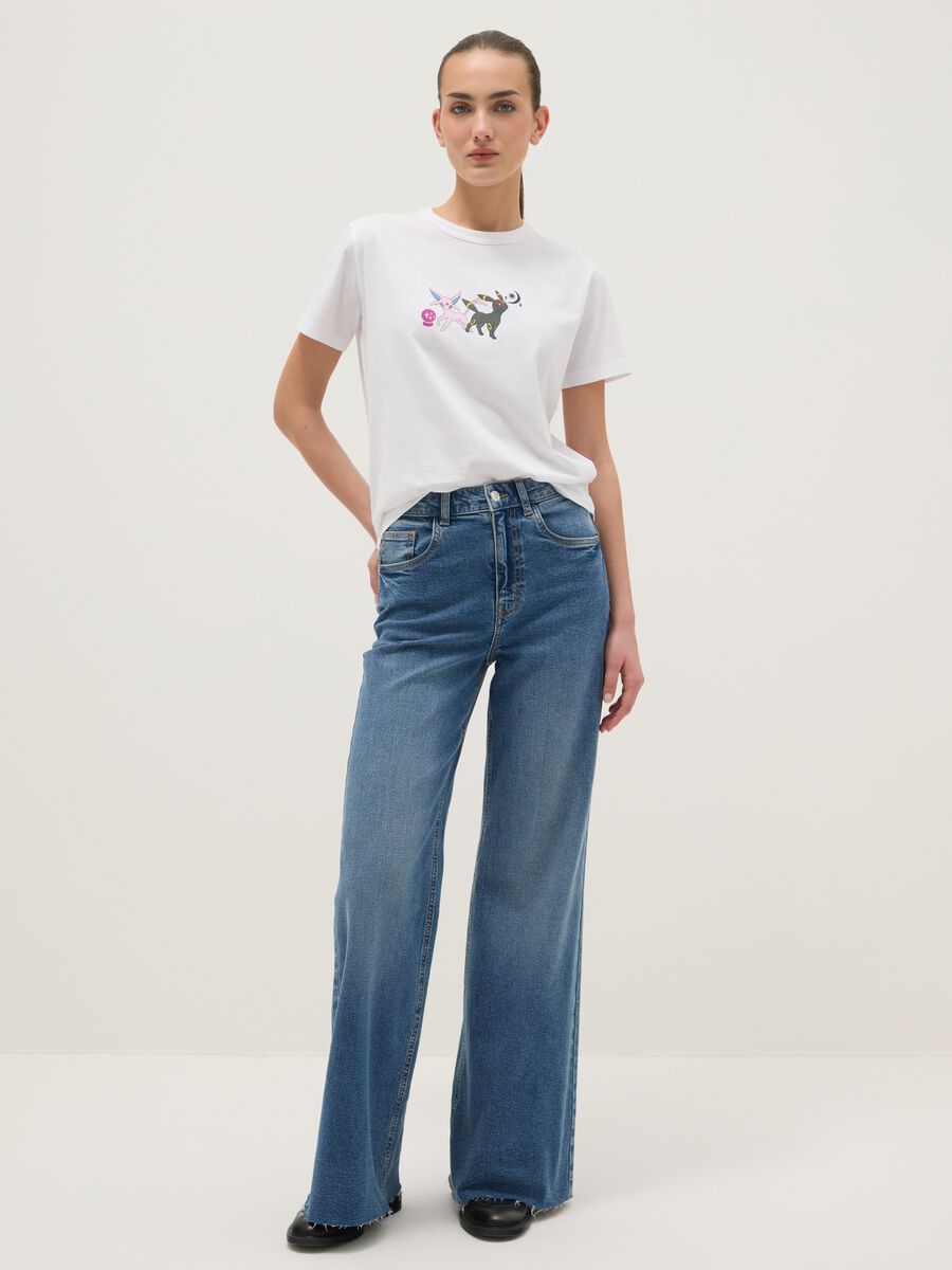 White pure cotton regular fit T-shirt with print_1
