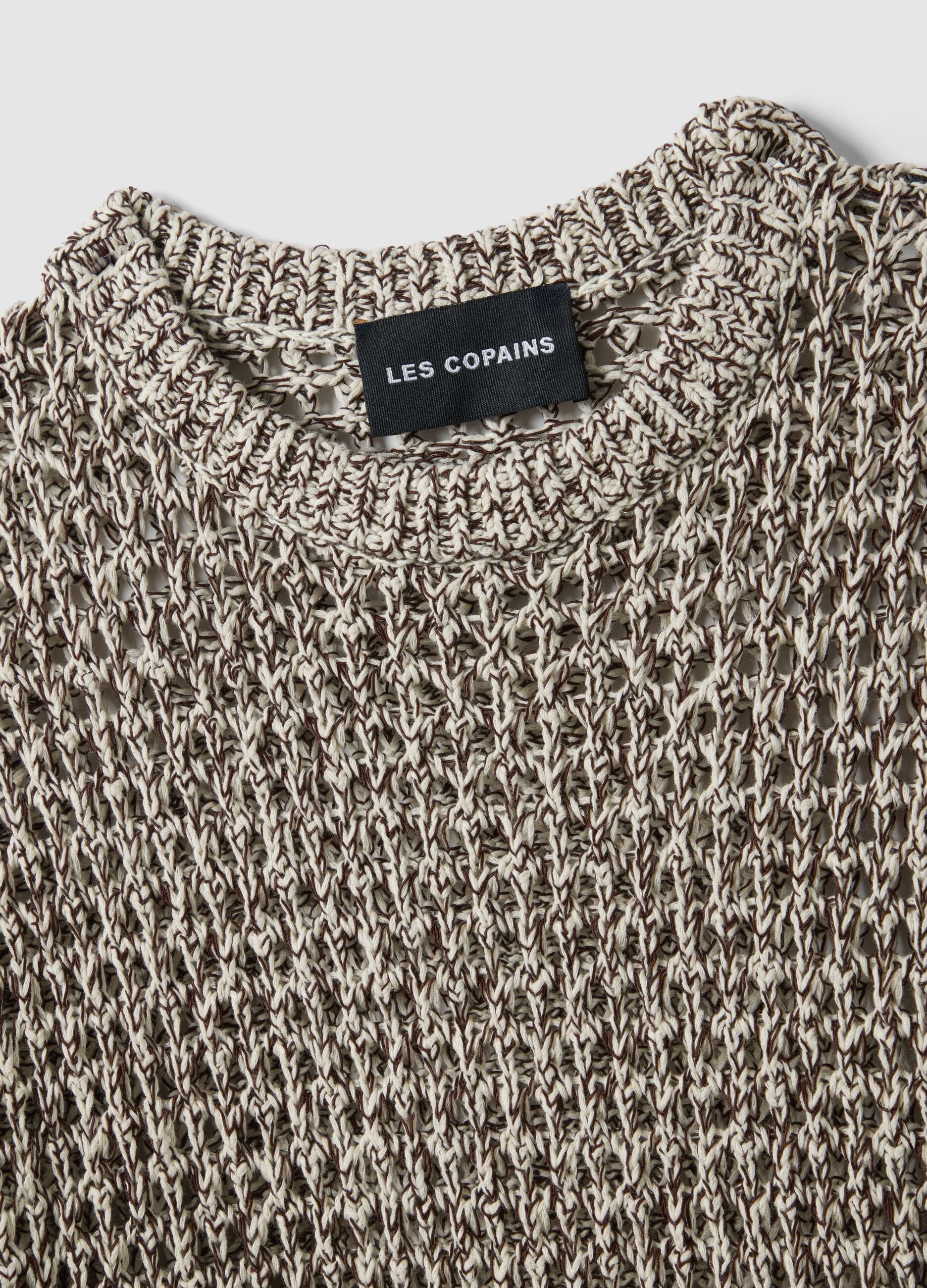 Multicolour cotton blend regular fit pullover with knitted design