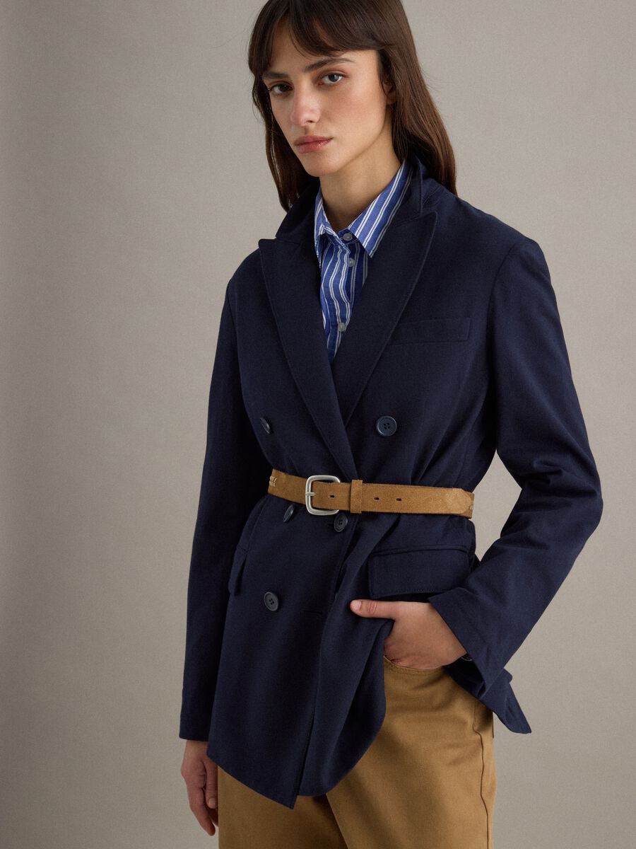 Blue Stretch Cotton Blazer Regular Fit_2