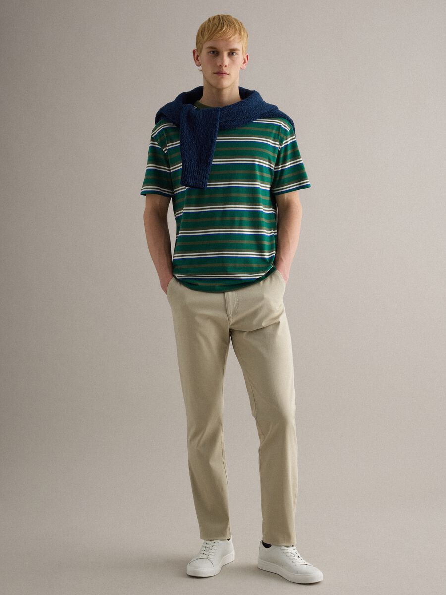 Pure Cotton Multicolour Striped T-shirt Regular Fit_2