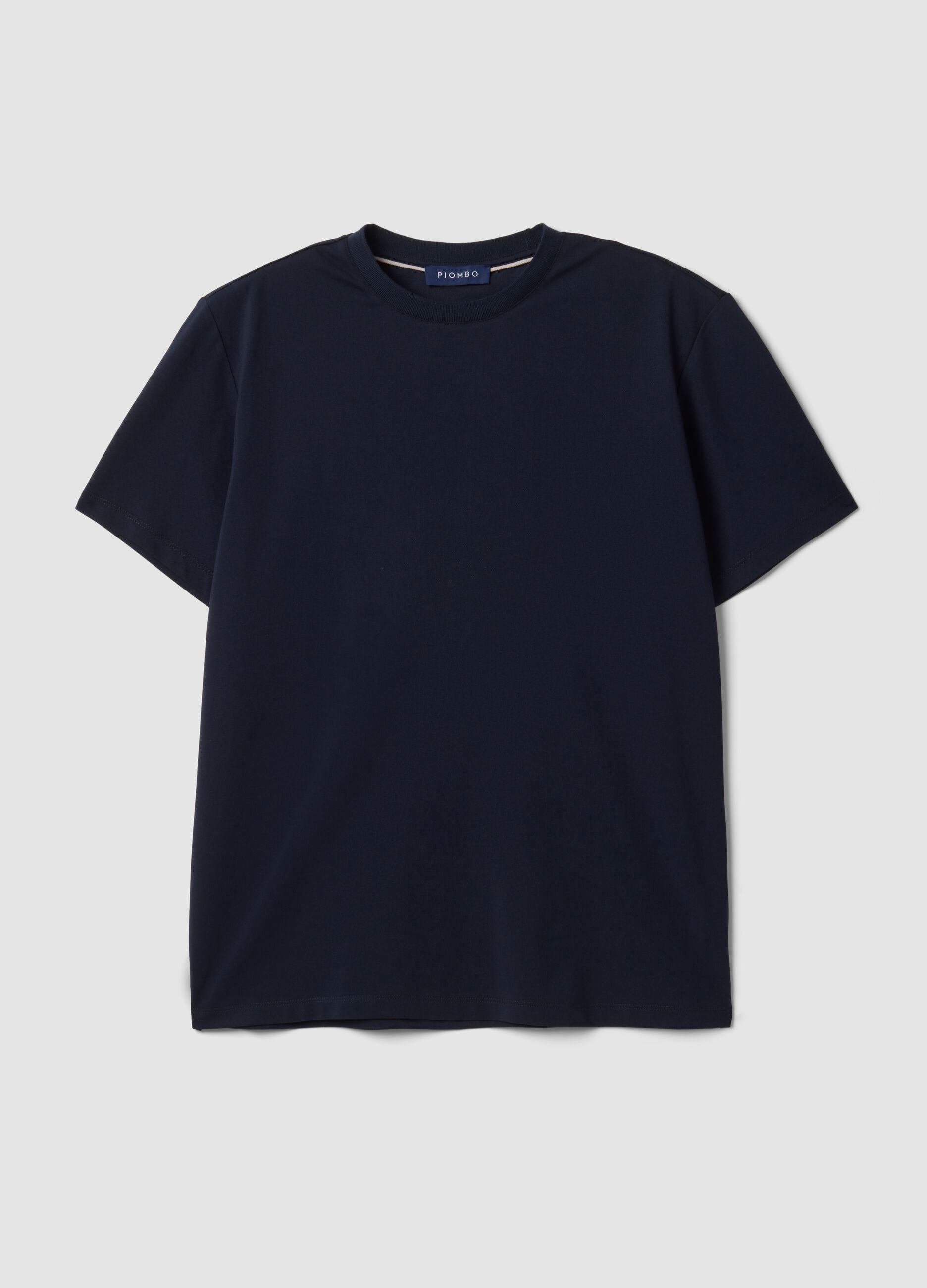 Blue regular-fit stretch piqu&eacute; cotton-blend T-shirt with Easy Dry