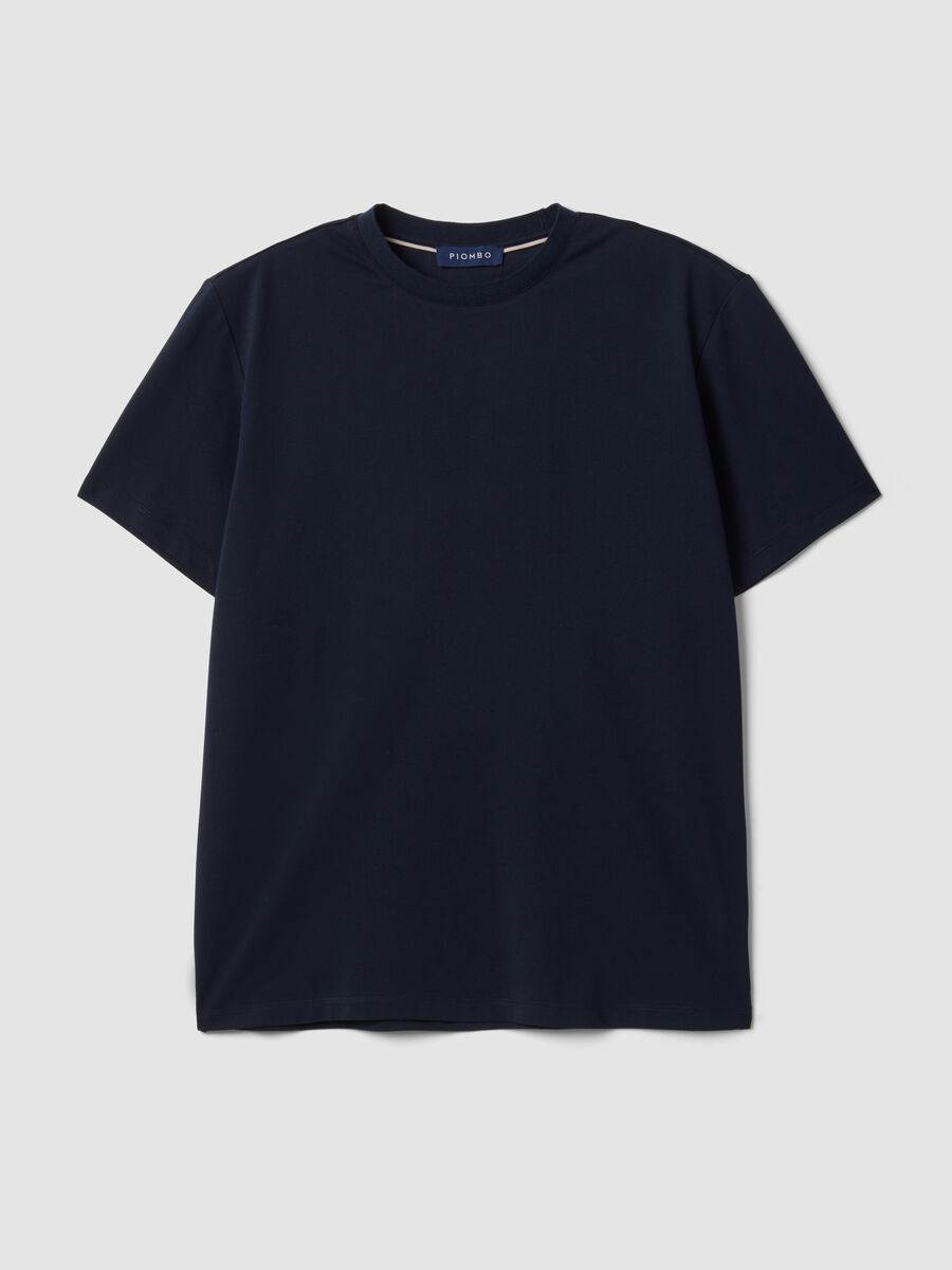 Blue regular-fit stretch piqu&eacute; cotton-blend T-shirt with Easy Dry_0