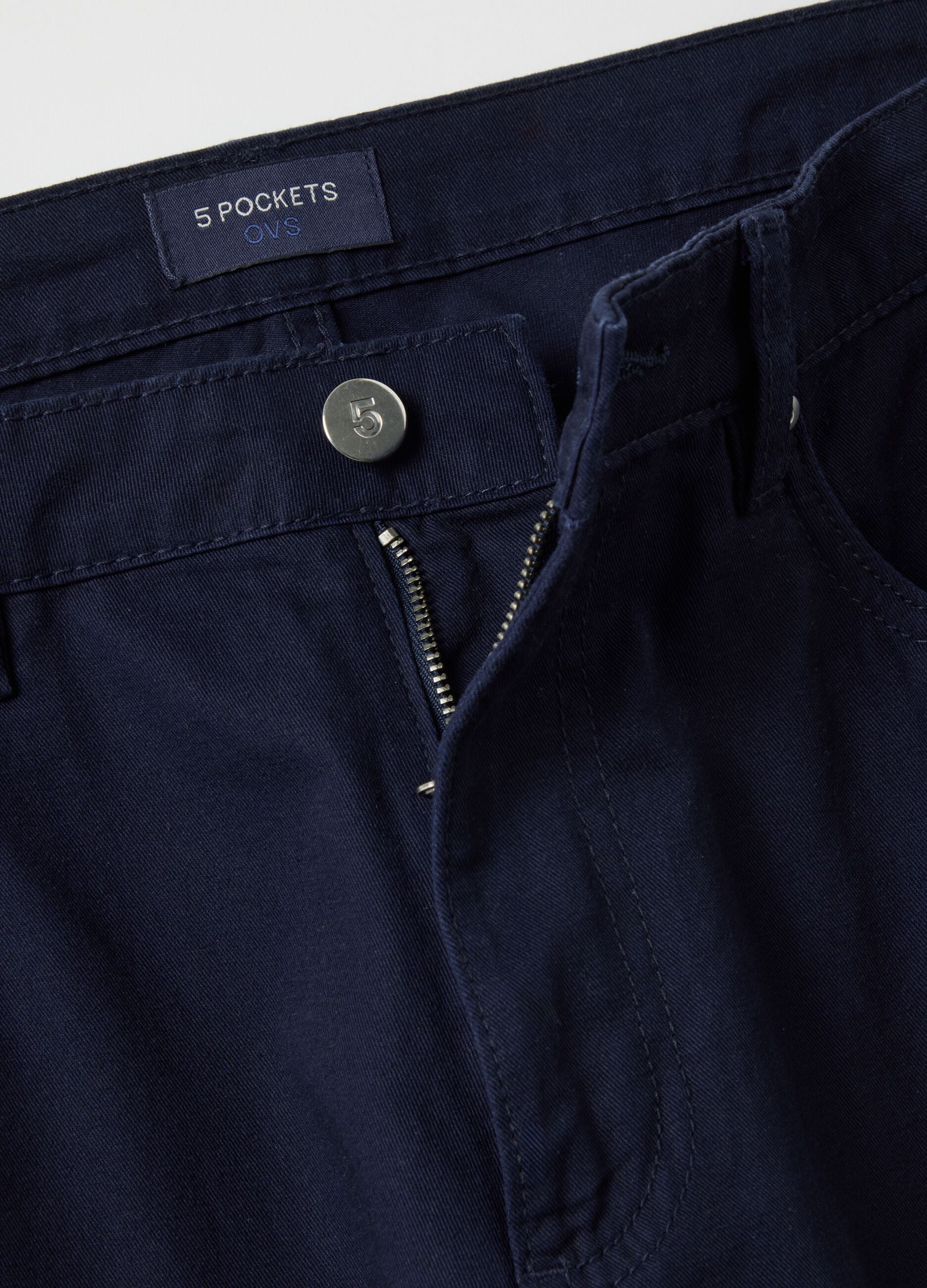 Regular fit blue pure cotton trousers