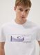 White pure cotton T-shirt with front print_0