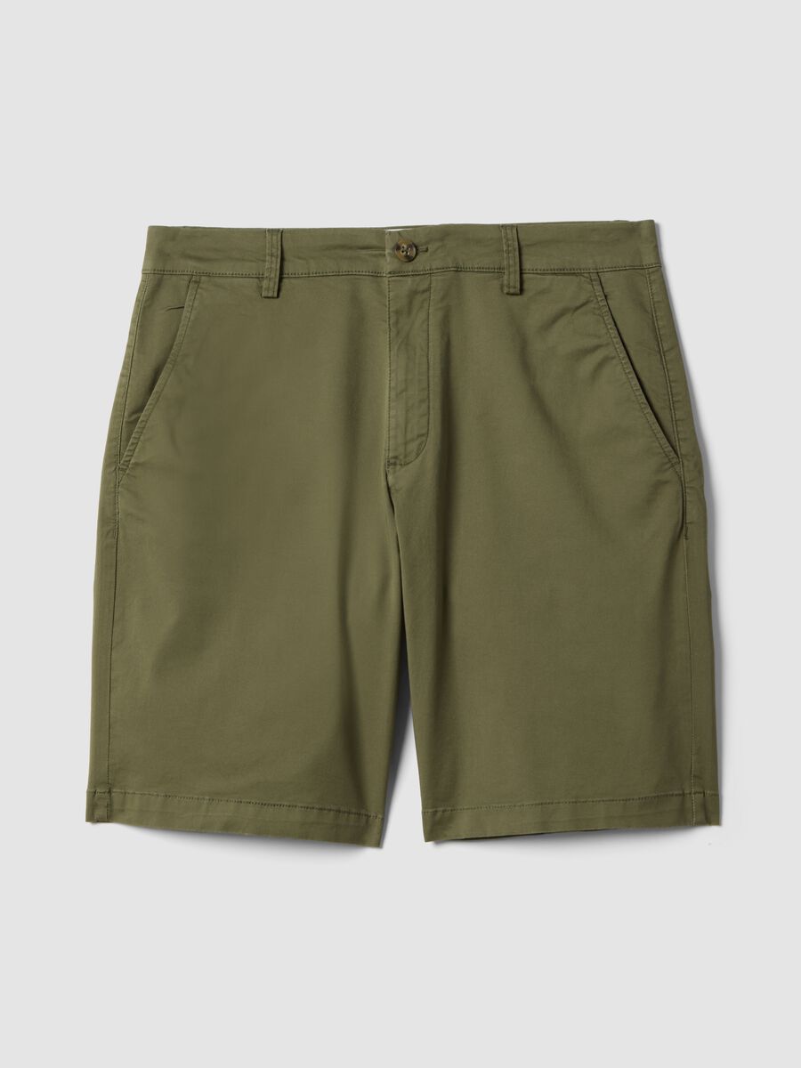 Green stretch cotton chino shorts, regular fit_4