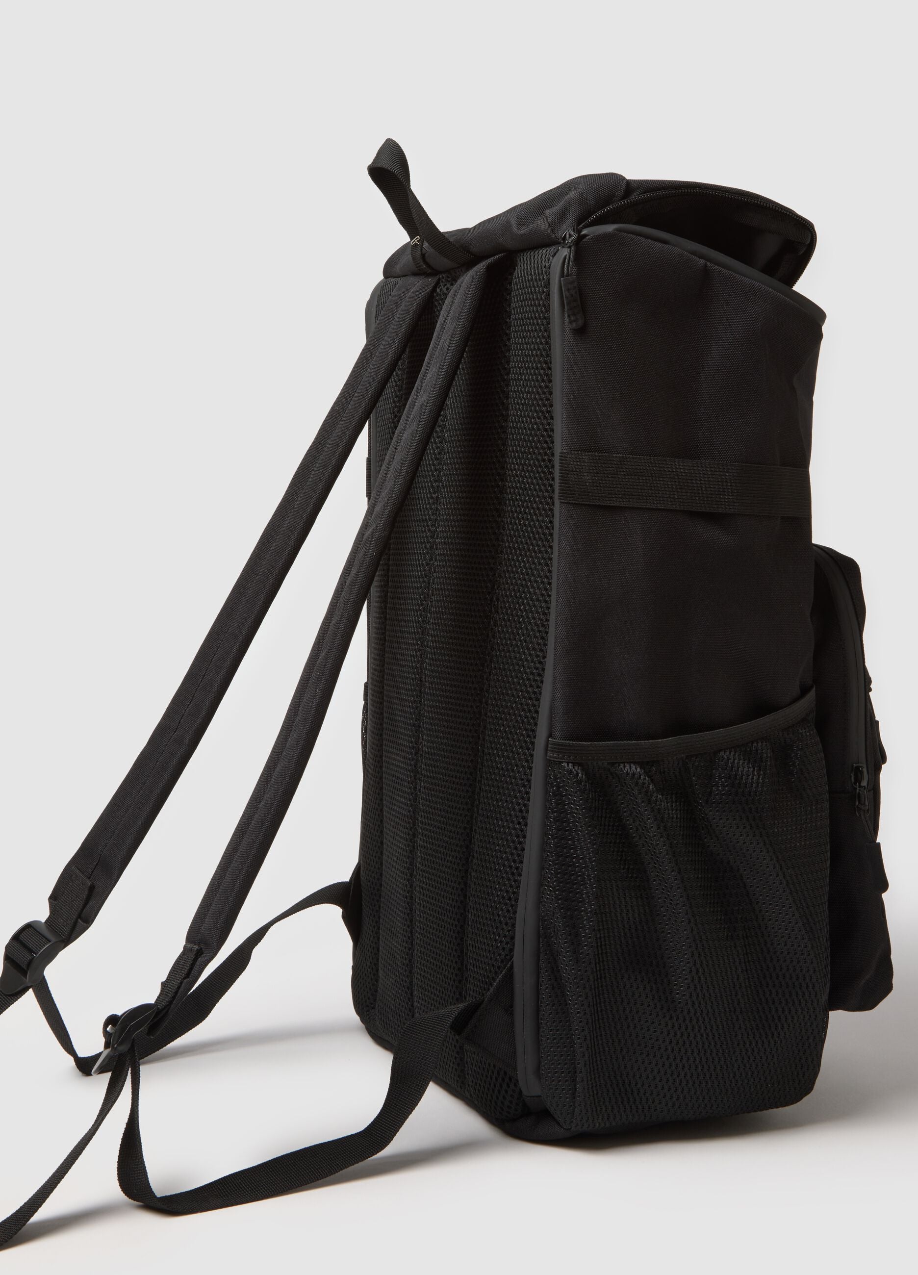 Black sports backpack with adjustable straps