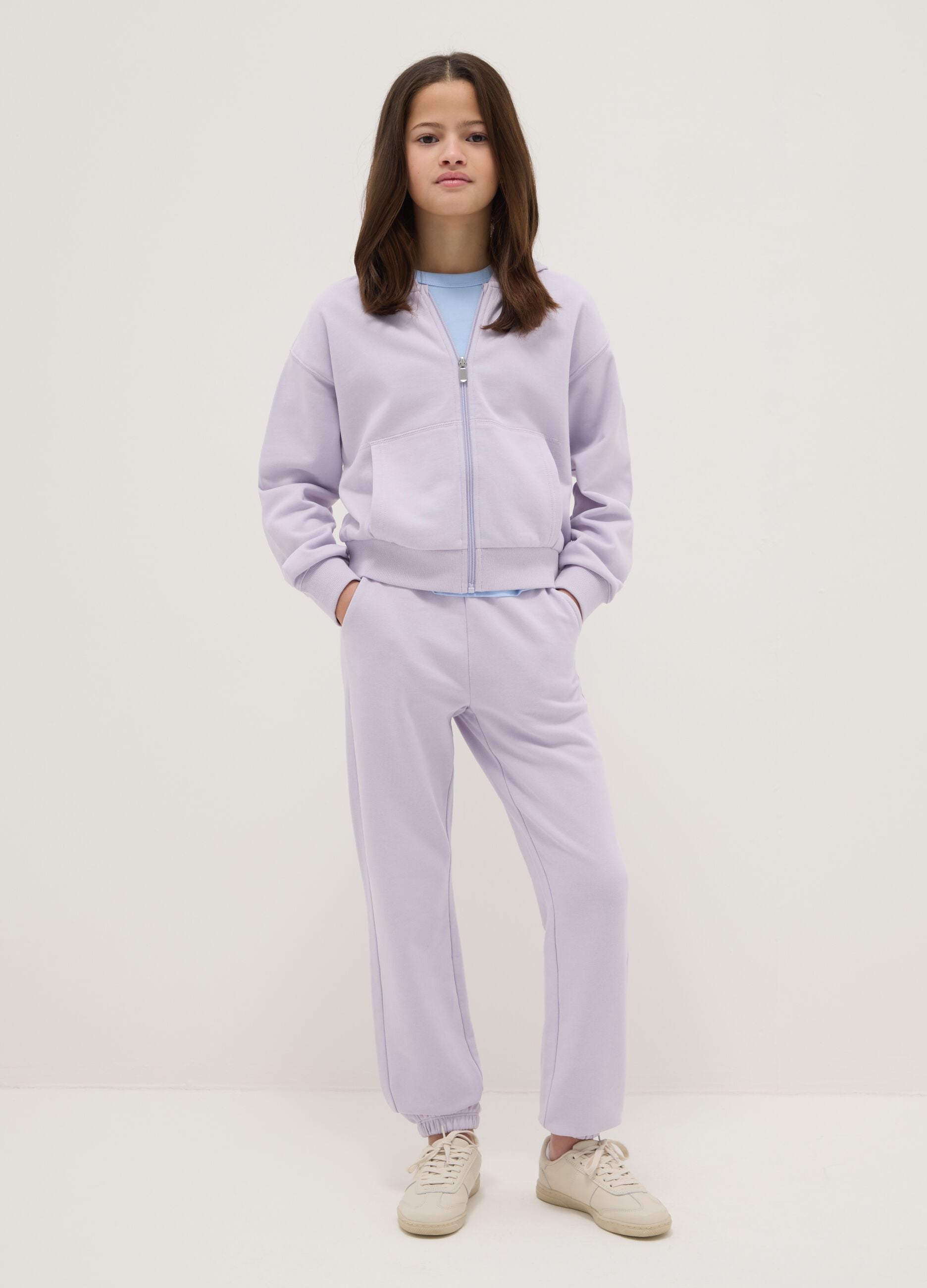 Girls' purple pure cotton trousers regular fit