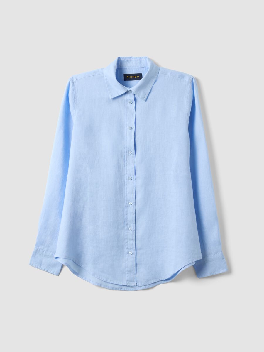 Light Blue Pure Linen Shirt, Regular Fit_4