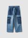 Multicoloured pure cotton denim cargo joggers for children with relaxed fit_0