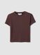 Brown pure cotton polka-dot cropped T-shirt, regular fit_0