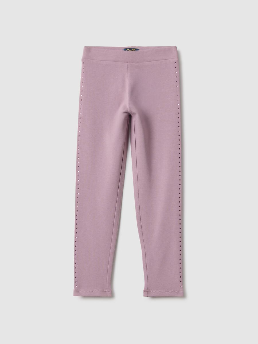 Girls' Stretch Cotton Pink Skinny Fit Leggings_0