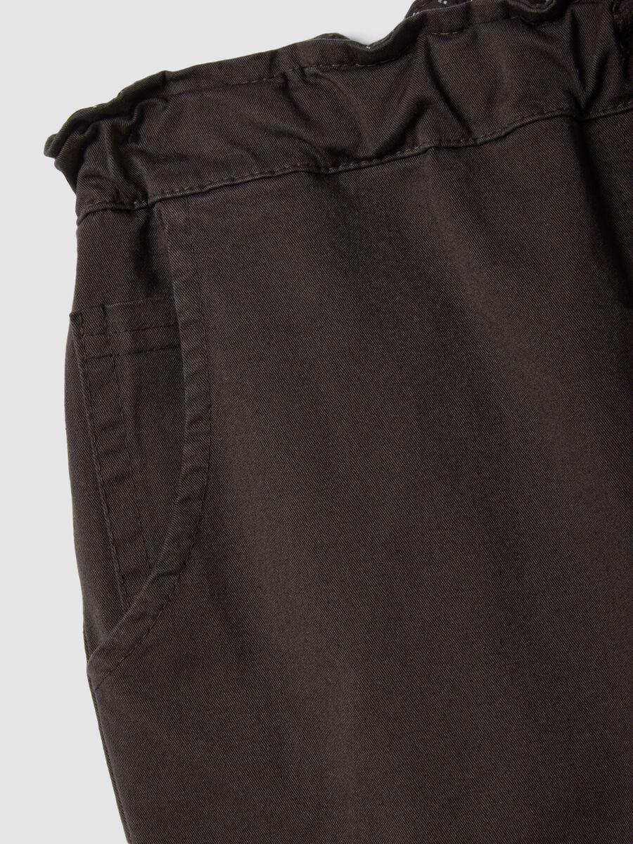 Brown stretch cotton regular fit trousers_5