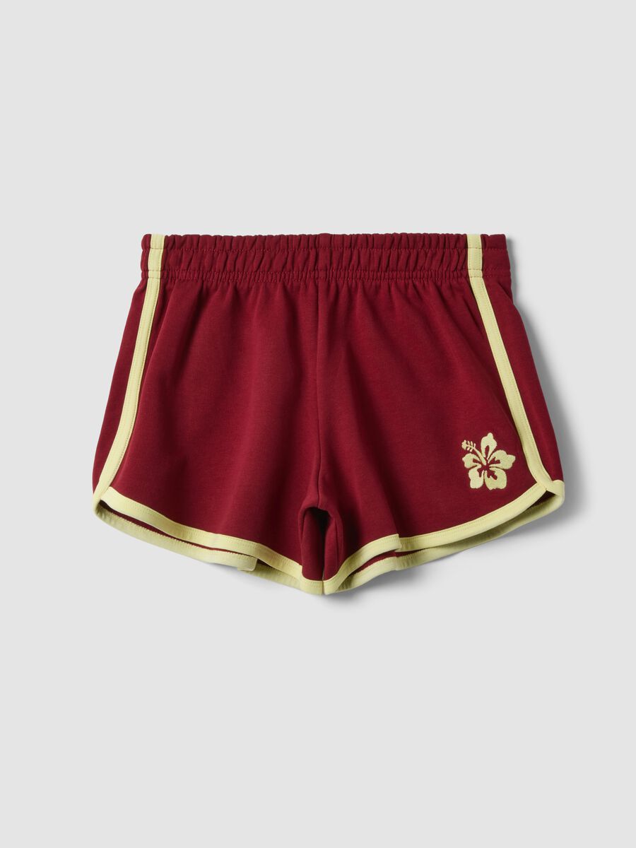 Red pure cotton shorts with elasticated waist, regular fit_4