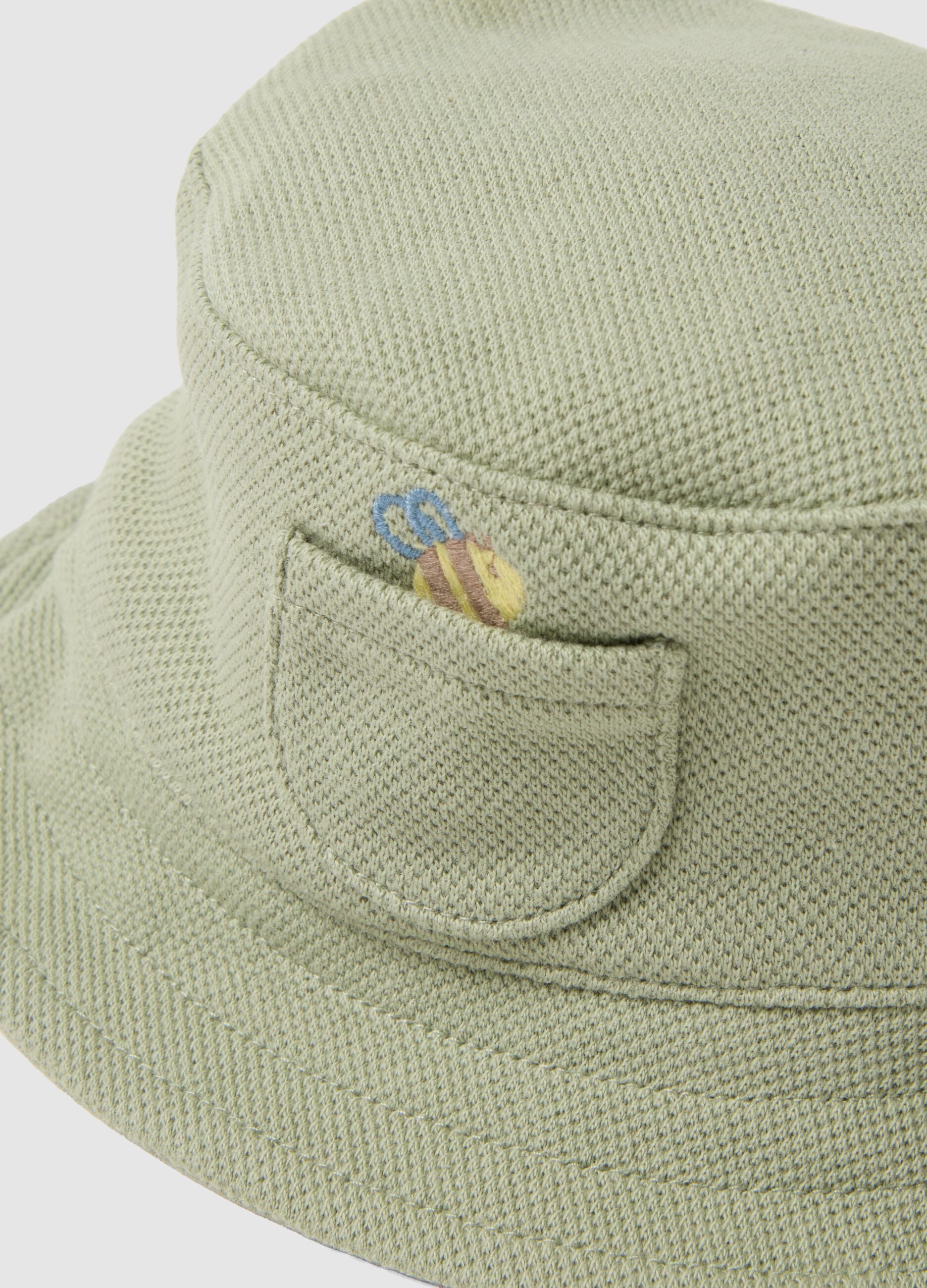 Green organic cotton bucket hat for baby