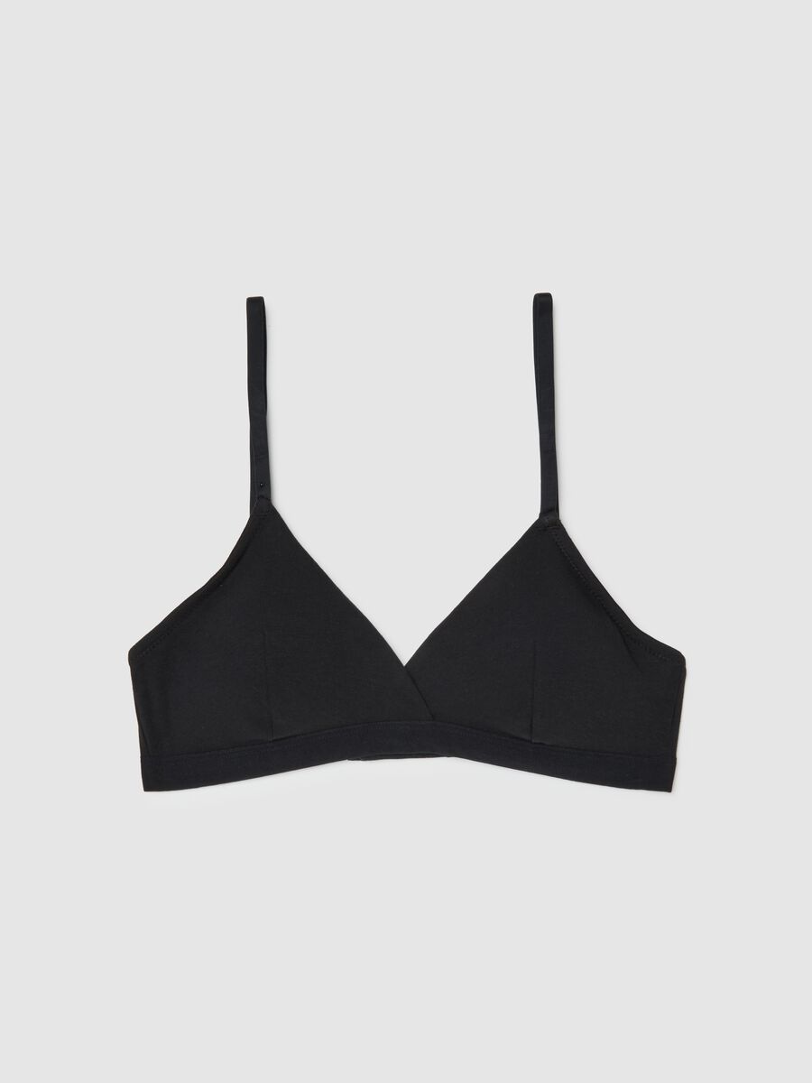 Black stretch cotton bra with thin straps_1