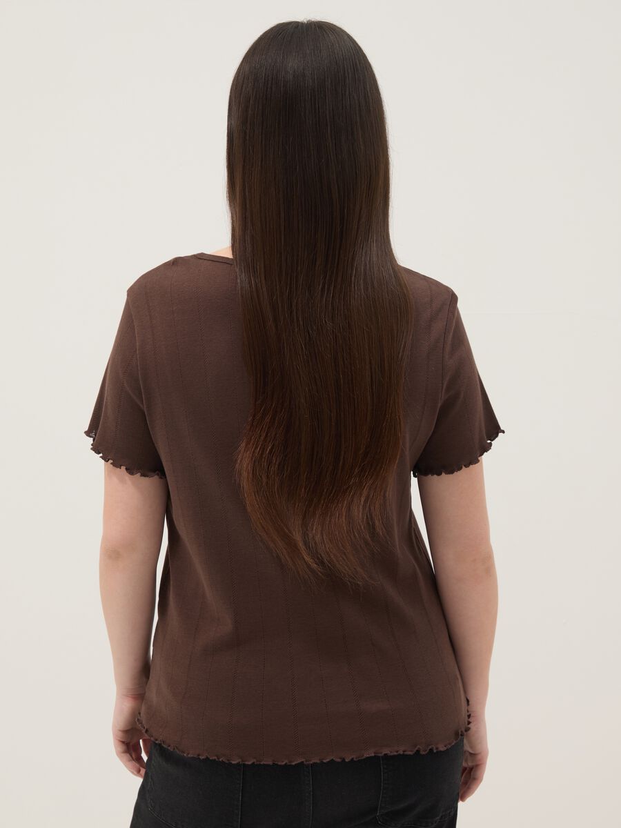 T-shirt in puro cotone marrone a righe regular fit_3