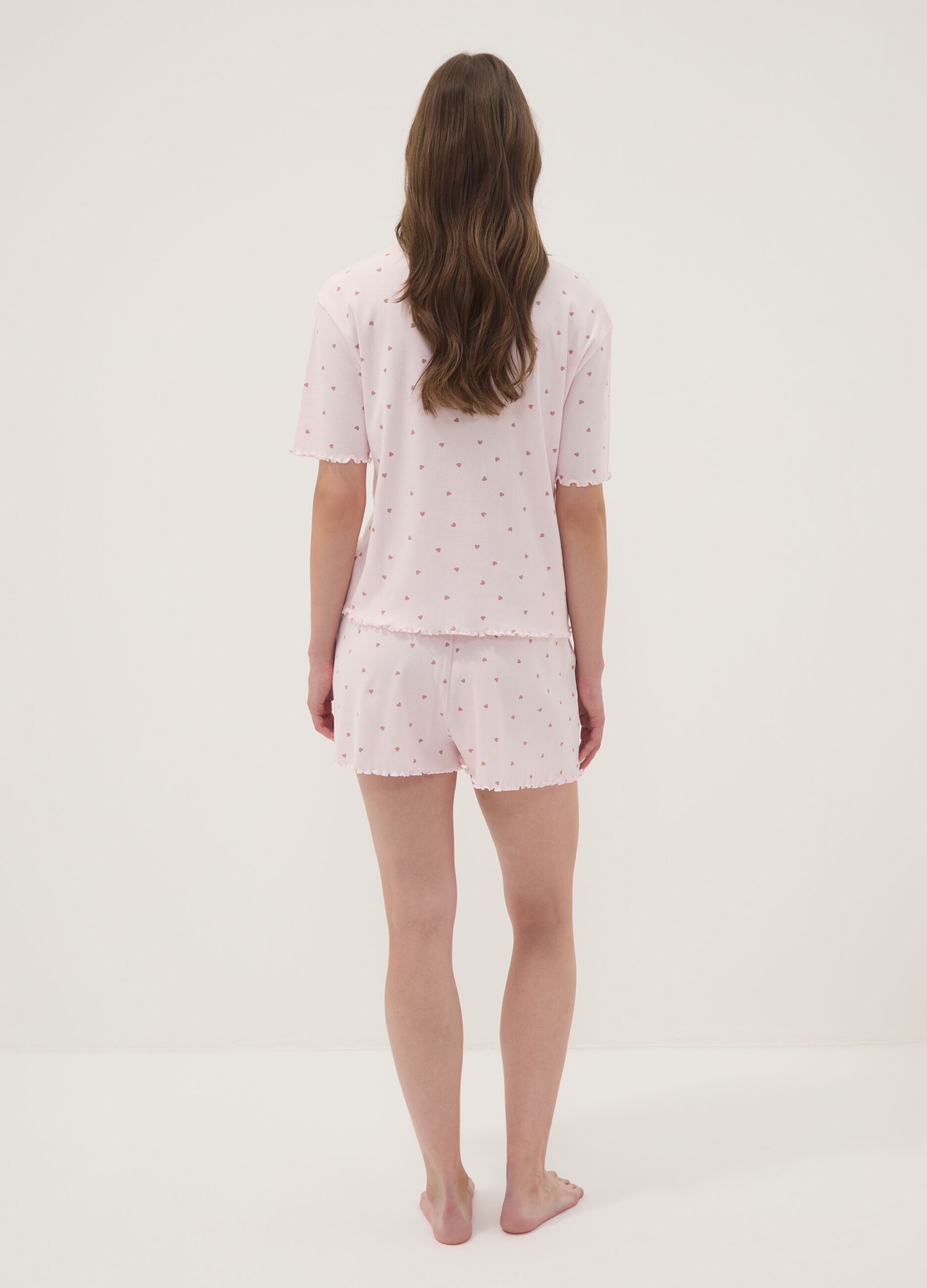 Pink organic cotton heart-print pyjamas