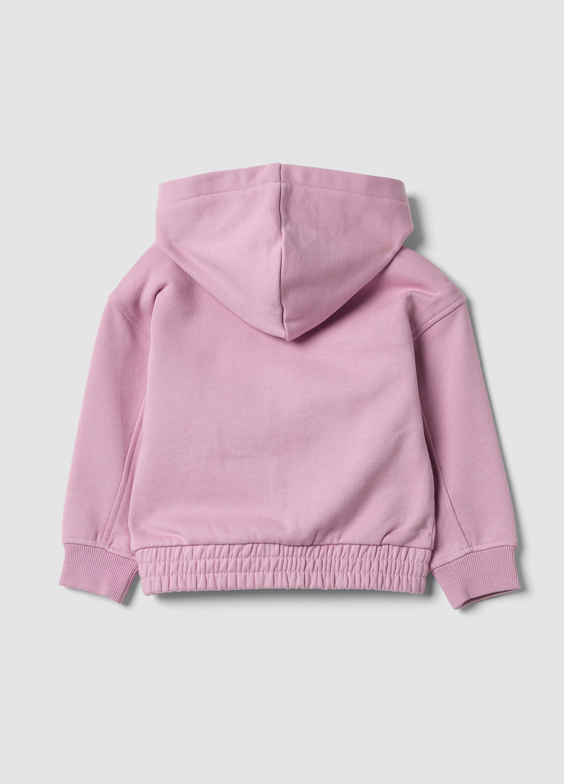 Pink organic cotton hooded sweatshirt with oversized fit for baby girl