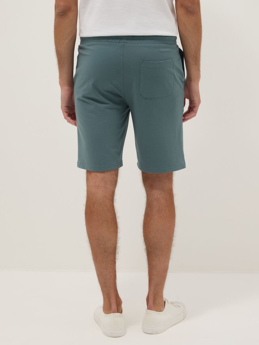 Regular Fit Light Blue Cotton Blend Bermuda Shorts_2