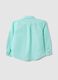 Regular fit blue linen blend boys' shirt with embroidery_1