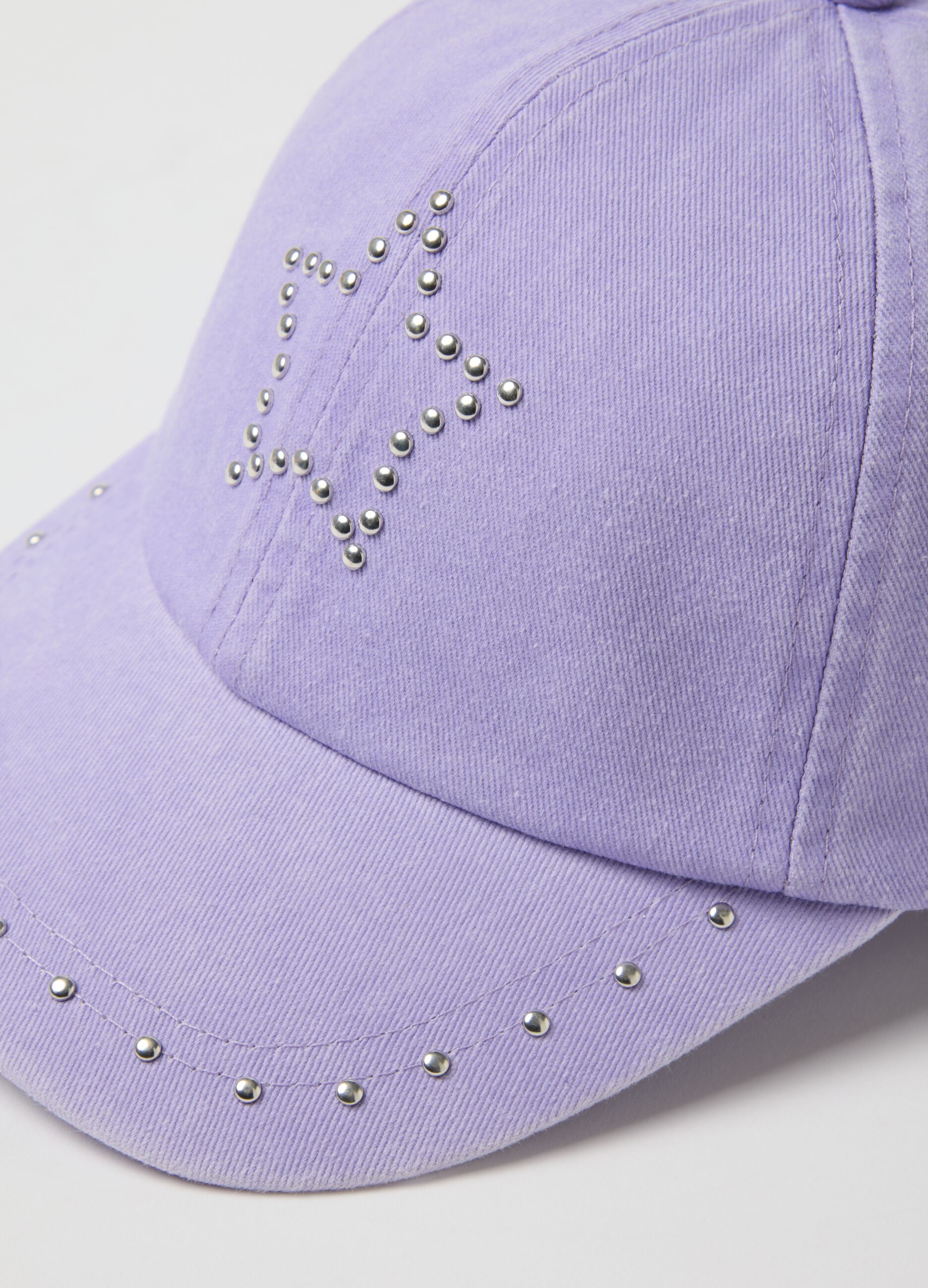 Girls' purple cotton baseball cap with stars and rhinestones