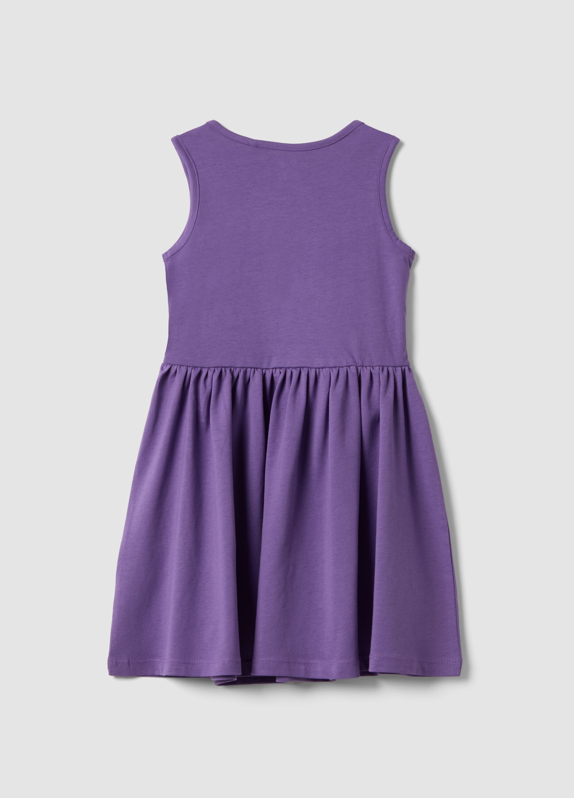 Girls' Sleeveless Purple Cotton Dress Regular Fit