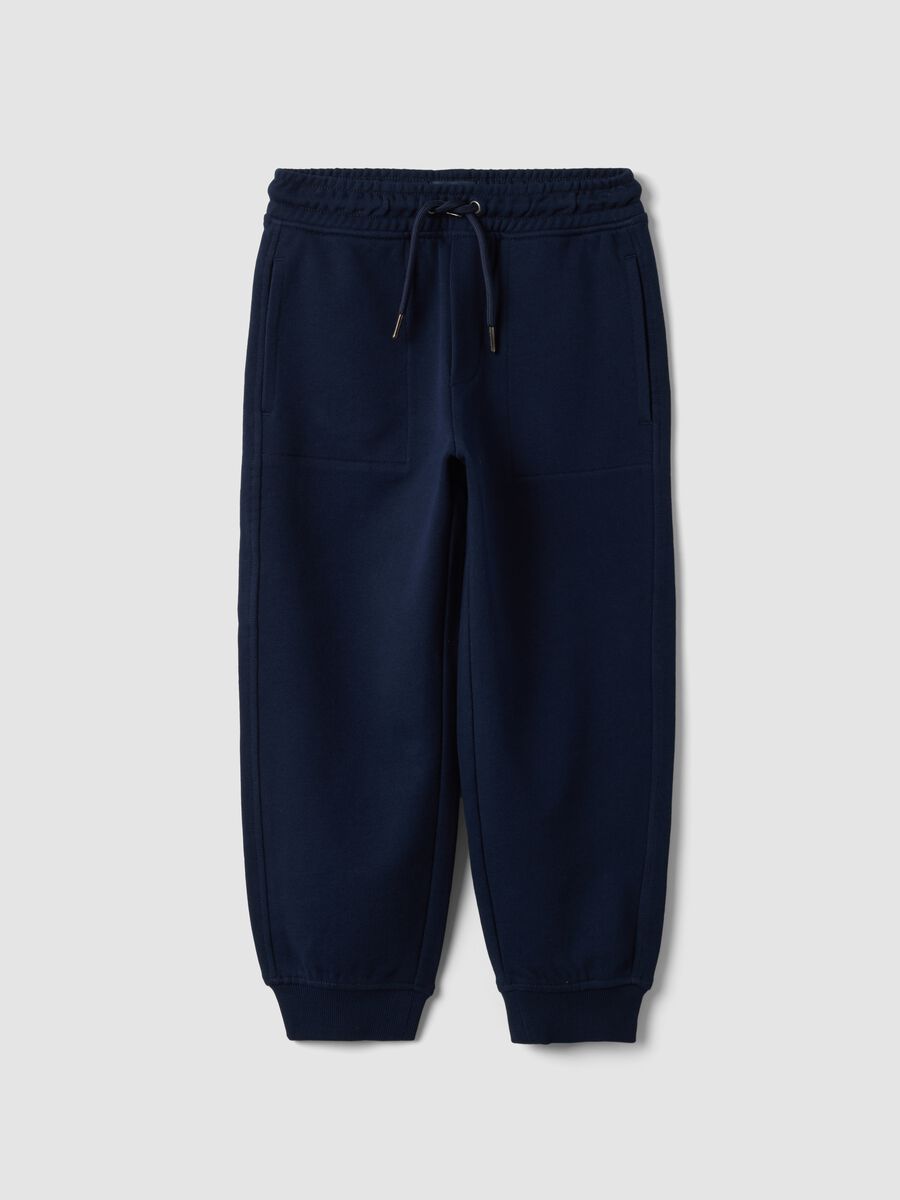 Blue pure cotton joggers with elasticated waist for boys_0
