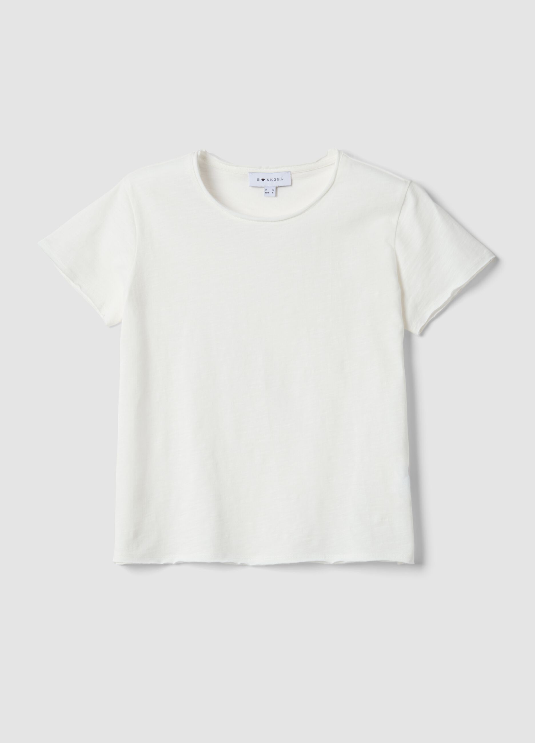 White pure cotton short-sleeve T-shirt, regular fit