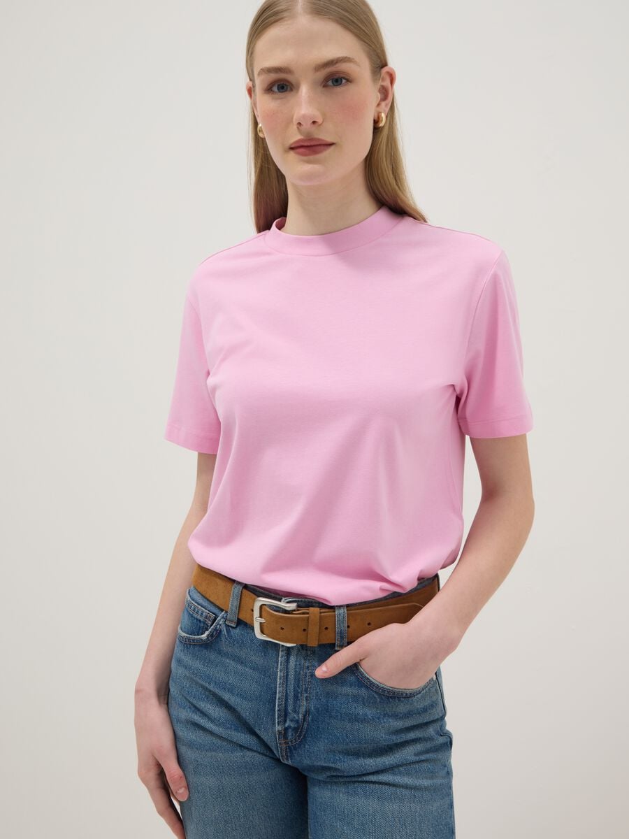 Pink pure cotton regular-fit T-shirt_1