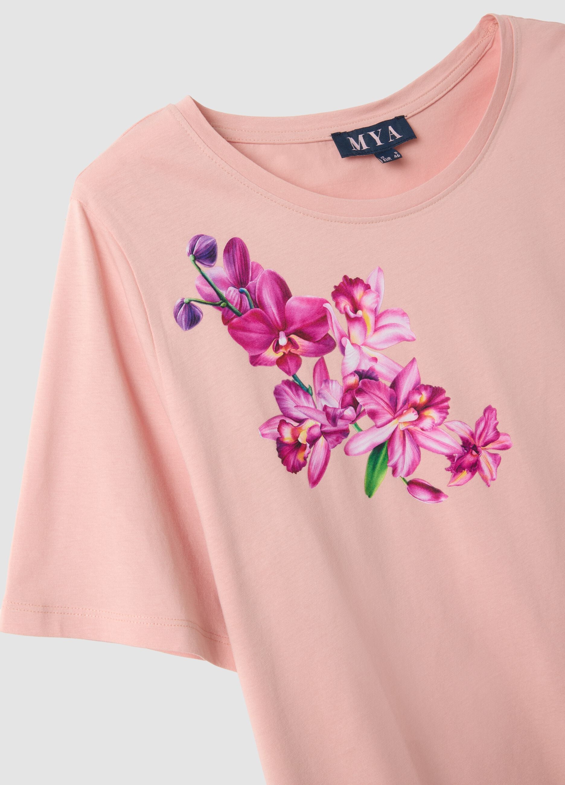 Pink pure cotton regular fit t-shirt with print