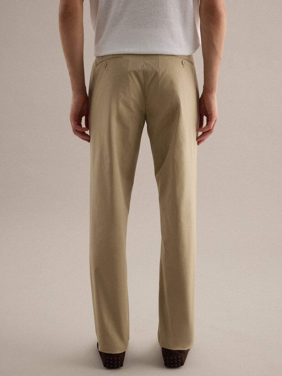Beige regular-fit stretch cotton trousers_2
