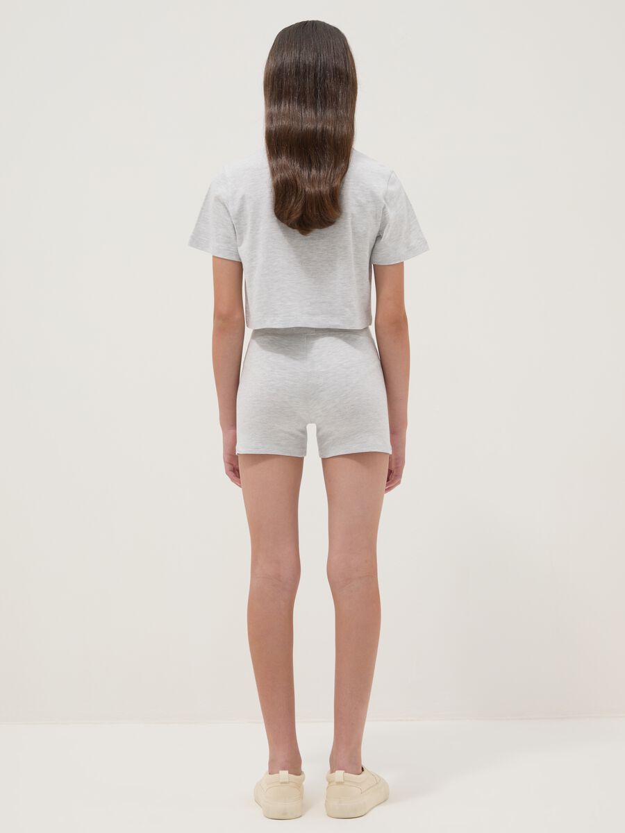 Grey cotton-blend set with T-shirt and shorts_1