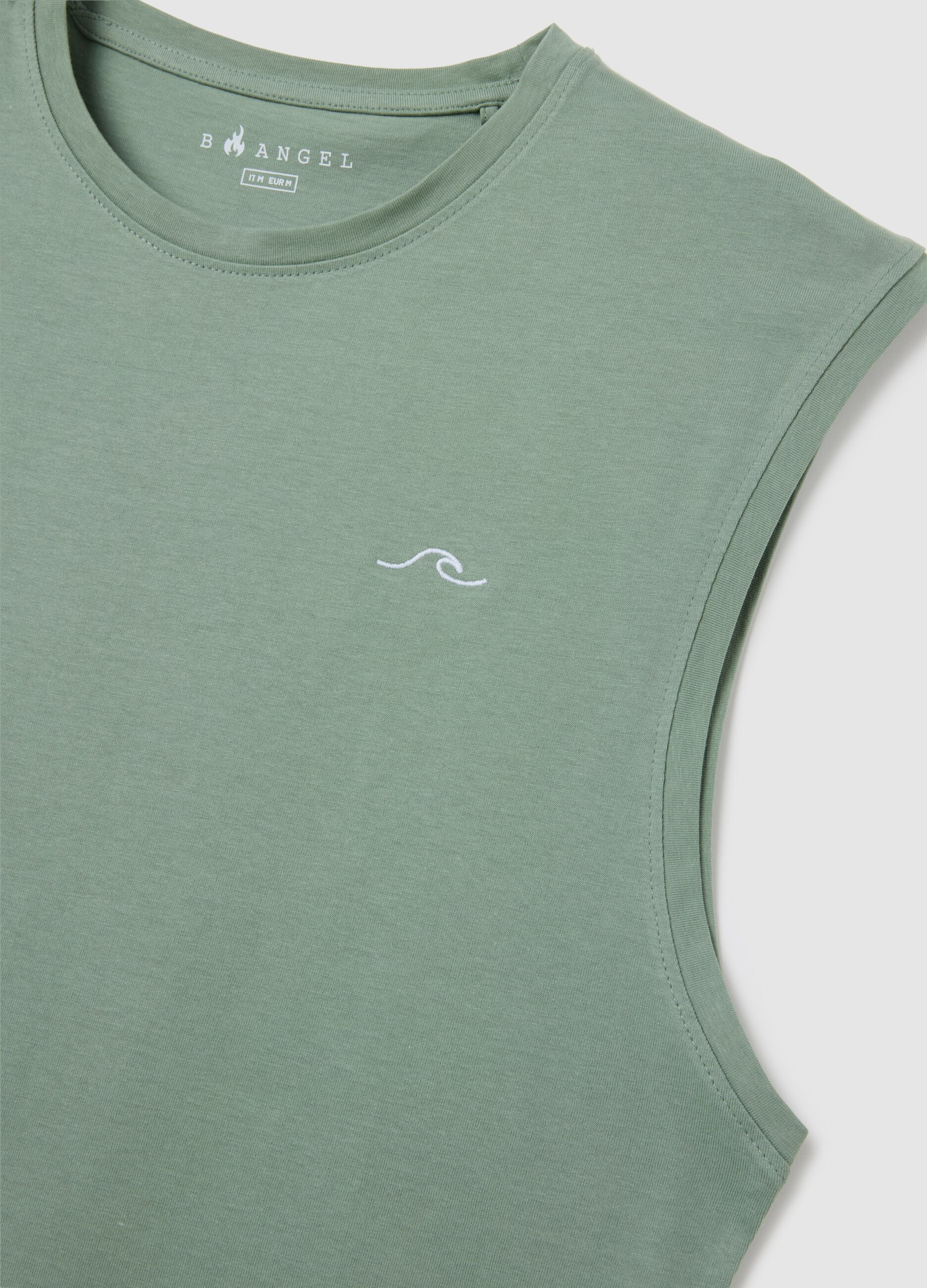 Men&rsquo;s green vest top in 100% cotton with regular fit