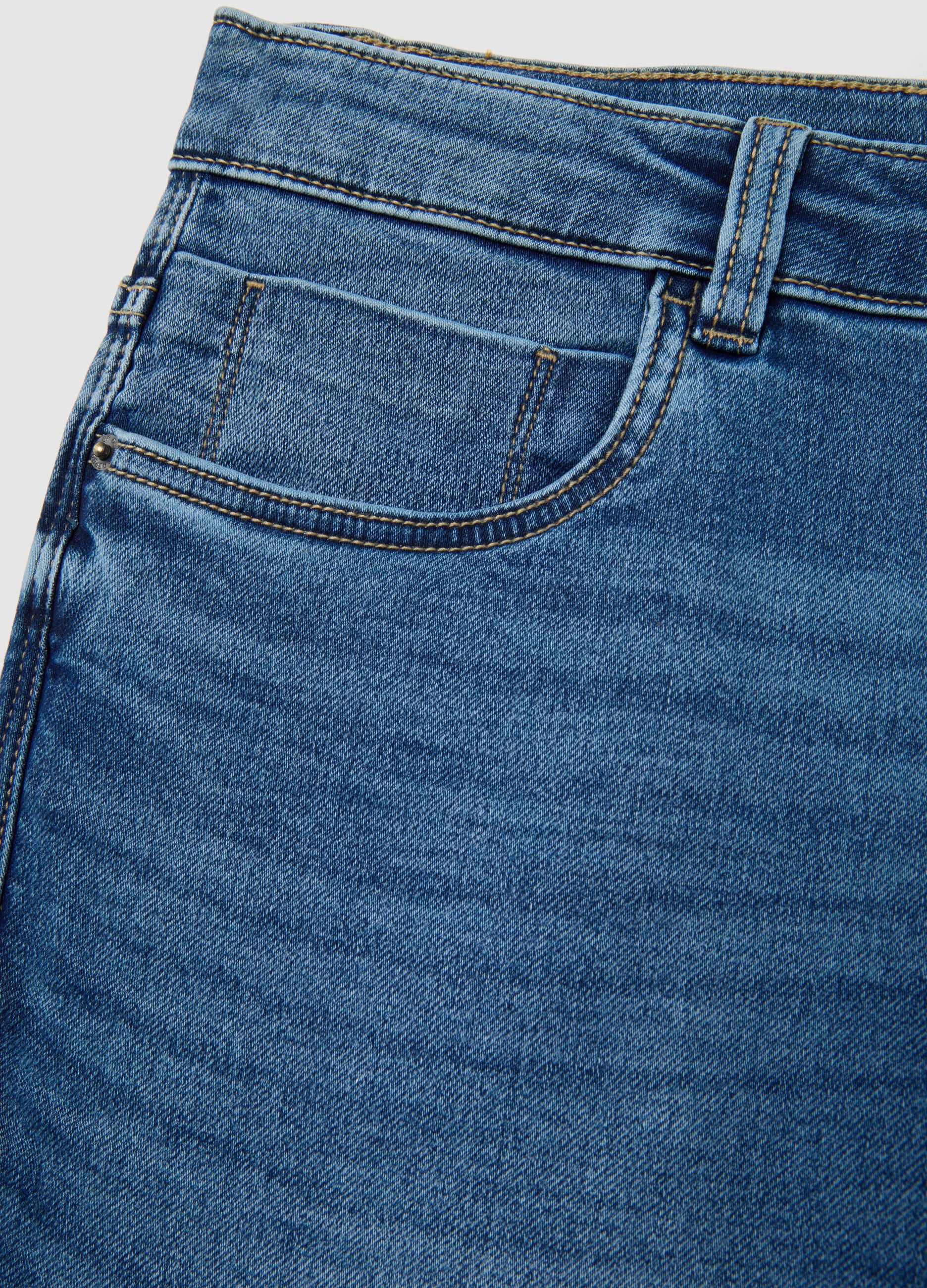 Blue denim skinny fit cotton blend jeans