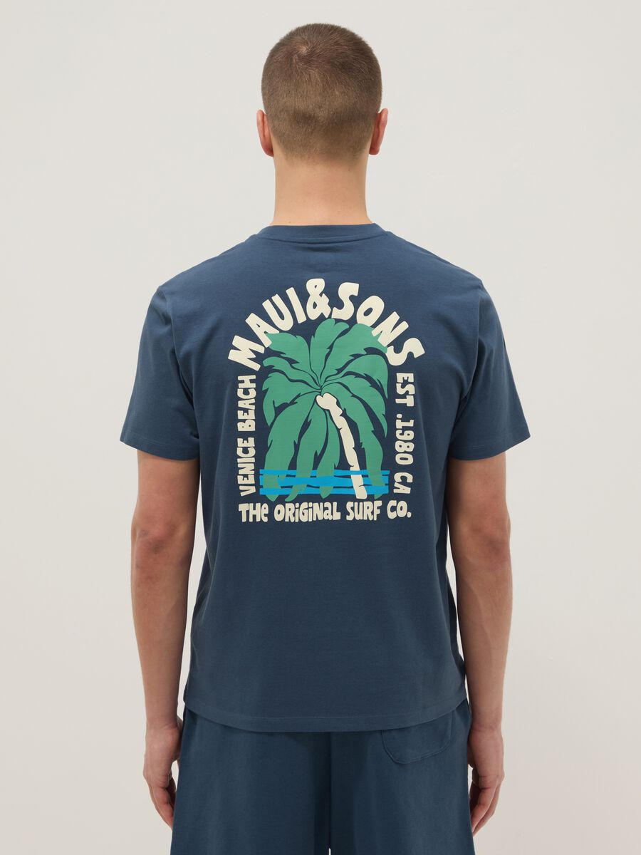 Blue short-sleeve pure cotton T-shirt_2