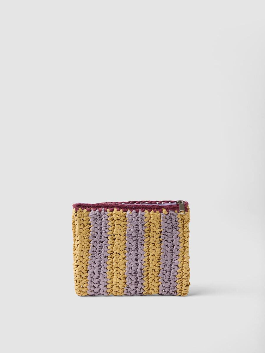 Pochette multicolor in puro tessuto carta intrecciata con scritta_1