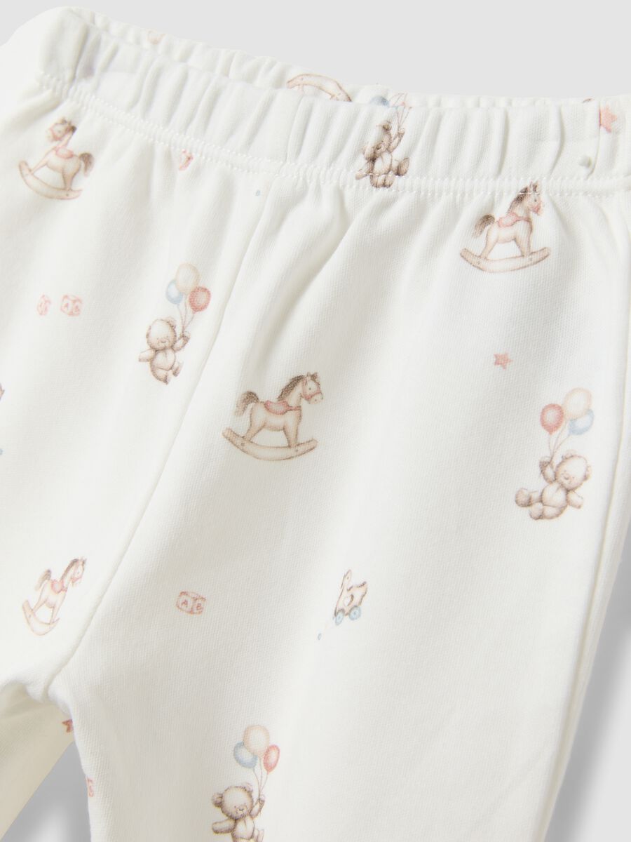 2-pack pink and white organic cotton footed leggings_2