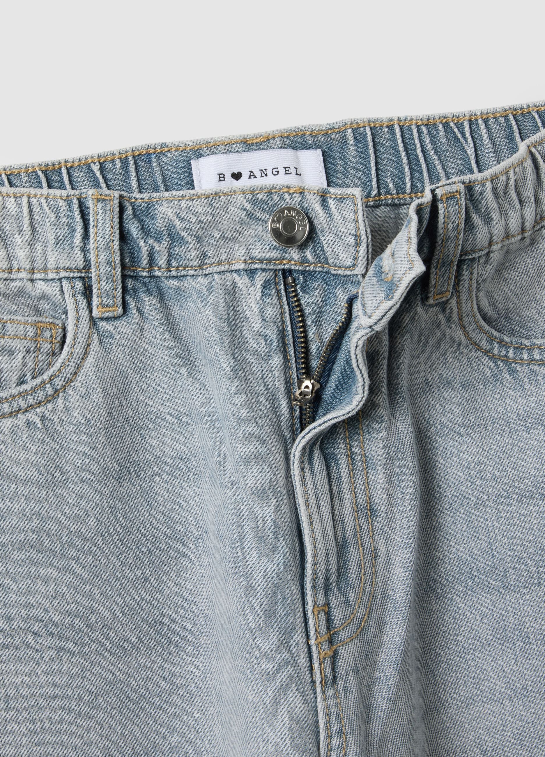 Pure grey denim cotton wide leg jeans